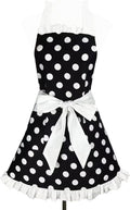 Hyzrz Cute Apron Retro Black Polka Dot Retro Ruffle Side Vintage Cooking Aprons by Hyzrz