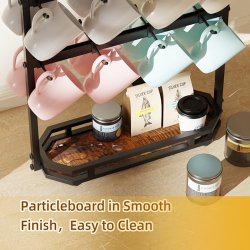 Coffee Mug Holder with Movable Hooks,16 Capacity Coffee Cup Holder for