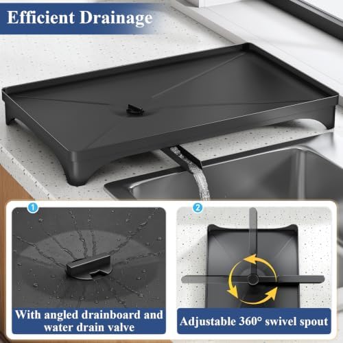 SNTD Dish Drying Rack, 11.8" W x 16.7" L, Black