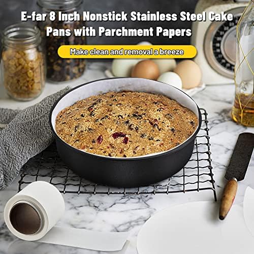 E-far 8 Inch Cake Pans Set of 2, Nonstick Small Cake Pans & Parchment