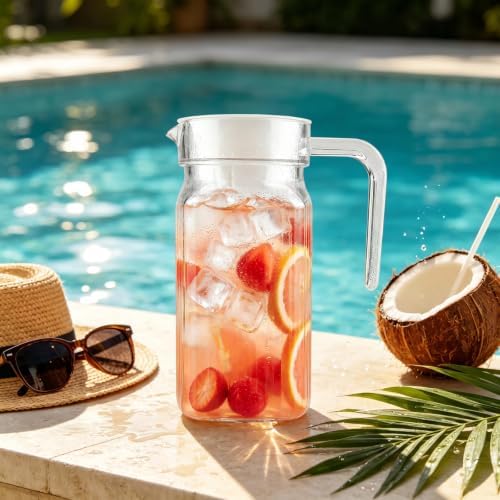 20oz Acrylic Small Pitcher with Lid and Handle, Jar Carafe for Ice
