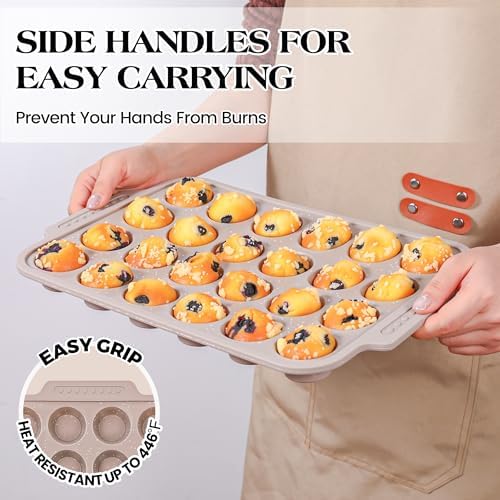 2 Pcs Silicone Muffin Pans for Baking with Metal Reinforced Frame