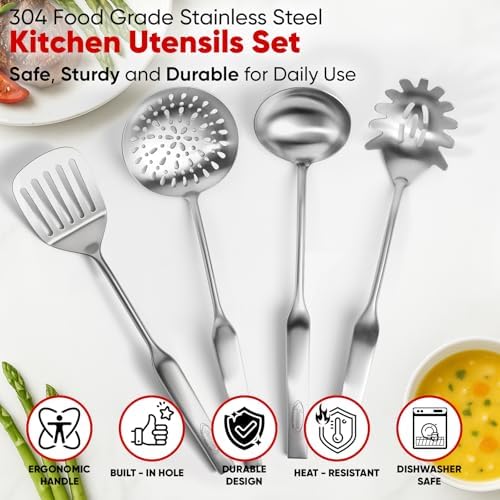 Newness 4-Piece 304 Stainless Steel Cooking Utensil Set