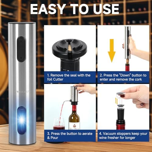 Moocoo Electric Wine Opener Gift Set, Automatic Electric Wine Bottle