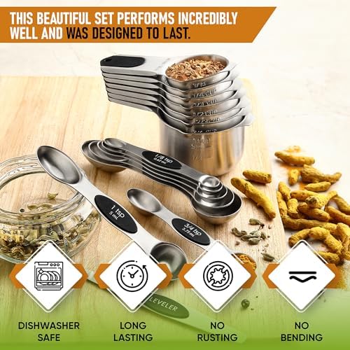 Spring Chef Magnetic Measuring Cups & Spoons Set of 15 with Levelers