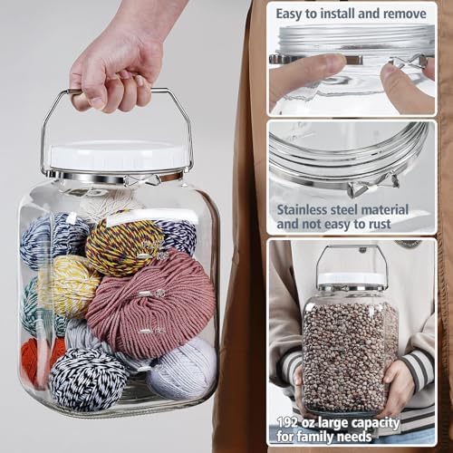 1.5 Gallon/5700 ML Glass Jar with Lid, 2 Pack