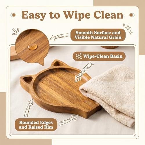 Cat-Shaped Spoon Rest, Acacia wood spoon holder, Heat-Resistant