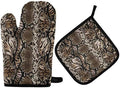 QMXO Abstract Leopard Snake Skin Print Oven Mitts Quilted Cotton