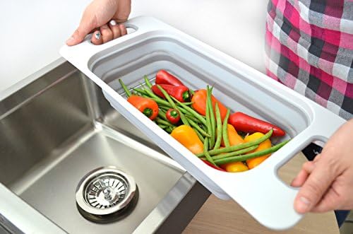 SAMMART 2.6L (0.68 gallon) Set of 2 Over The Sink Rectangular Colander