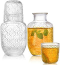 AVLA 4 Pcs Bedside Water Carafe and Glass Tumblers, 20 OZ Clear