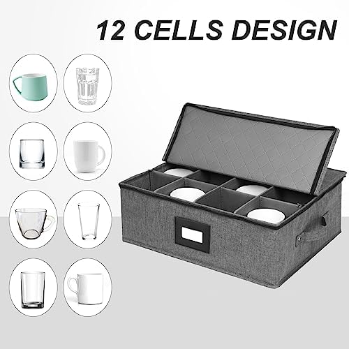 Mug Storage Box with Dividers, China Cup Storage Containers For Tea