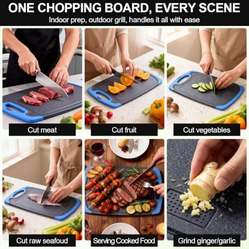 Viretang Non Slip Cutting Board Set For Kitchen, 3 Pieces, Dishwasher