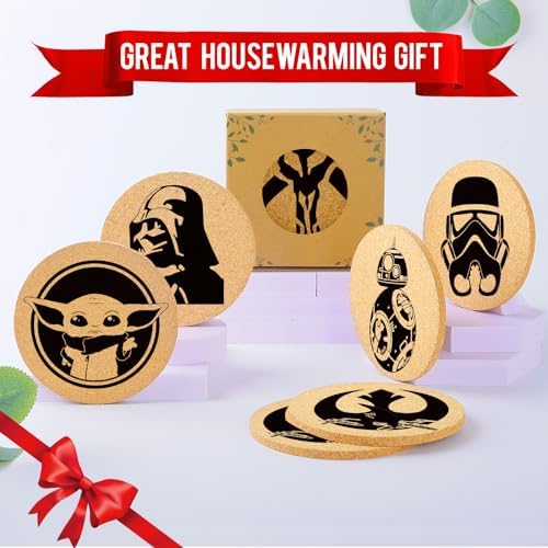 Coasters for Drinks with Holder Set of 6, Star Battle Absorbent