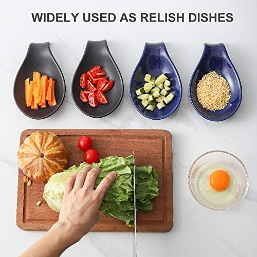 Nihow Ceramic Spoon Rest for Stove Top/Kitchen Counter,Black