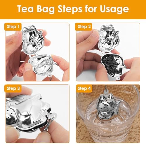 2 Pcs Fox Tea Infuser Set, Stainless Steel Strainer for Loose Leaf
