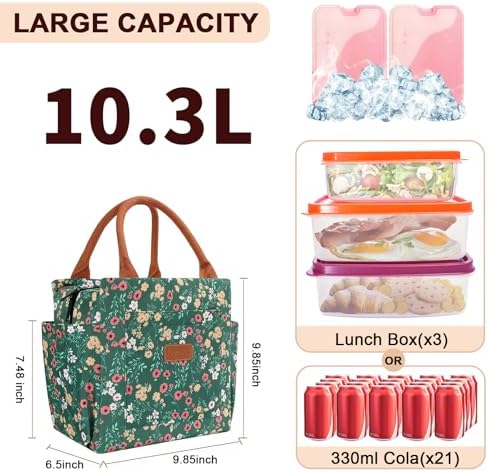 Joymee Lunch Bag Women Insulated With Bottle Holder -Corduroy