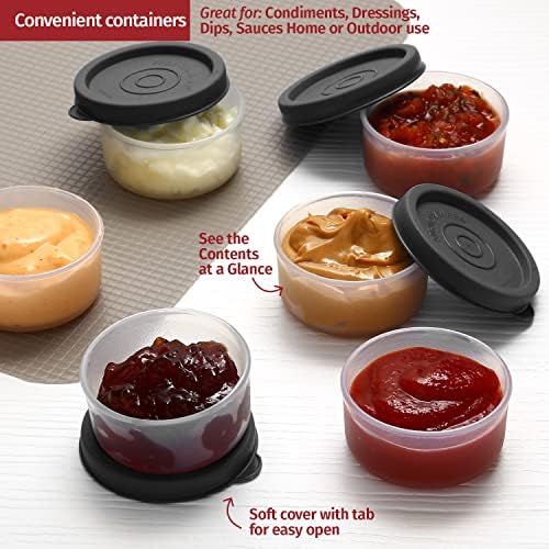 Condiment Cups Containers with Lids- 8 pk. 1.3 oz.Salad Dressing