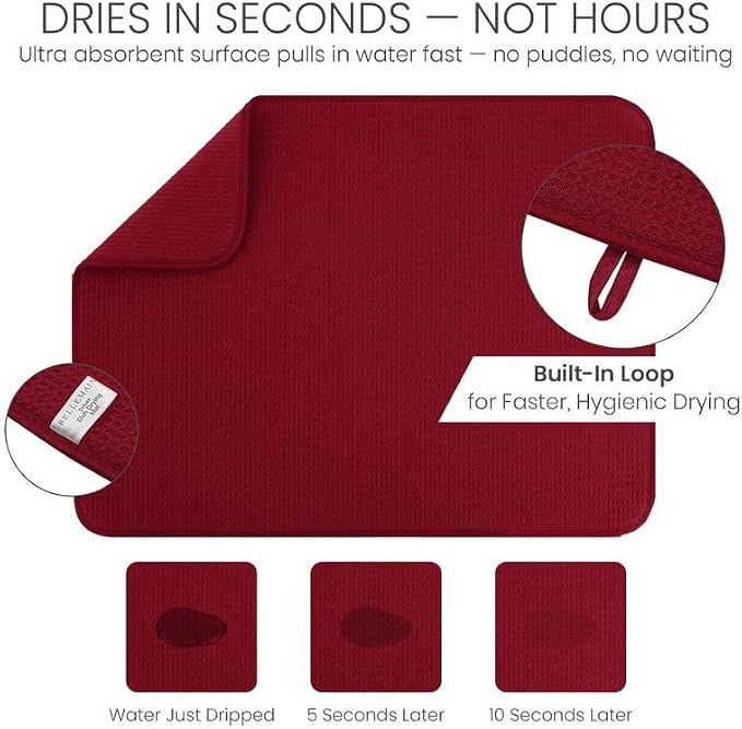 Bellemain XL Dish Mat 24" x 17" Microfiber Dish Drying Mat, Super absorbent - Image 3