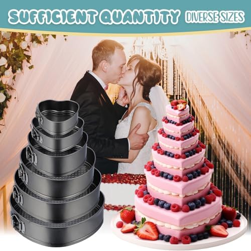Zhehao 6 Pcs Heart Shaped Cake Pans Heart Springform Cake Mold