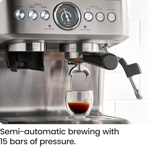 Chefman Crema Supreme 15 Bar Espresso Machine, Stainless Steel