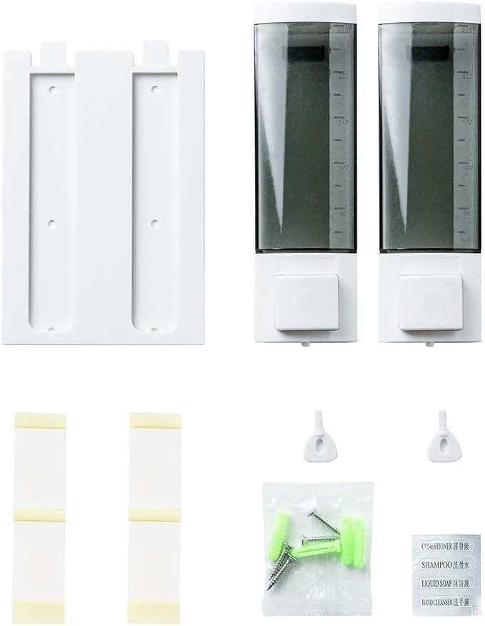 Double Soap Dispensers 250ml ABS Plastic Drill Free - Image 6