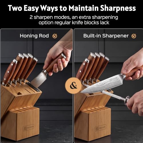 PAUDIN 16-Piece Kitchen Knife Set with Block