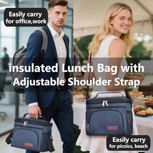 ExtraCharm Insulated Lunch Bag for Women/Men - Reusable Lunch Box for