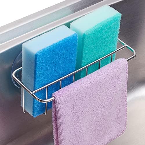 TESOT Sink Caddy Sponge Holder, SUS304 Stainless Steel, Silver