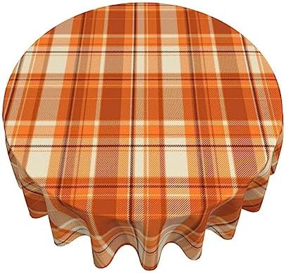 BETGINY Fall Tablecloth 70 Inch Round Autumn Thanksgiving Plaid Table