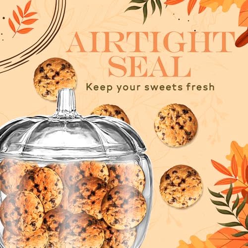 HOMESPHERE 70 oz Glass Pumpkin Candy Jar with Lid