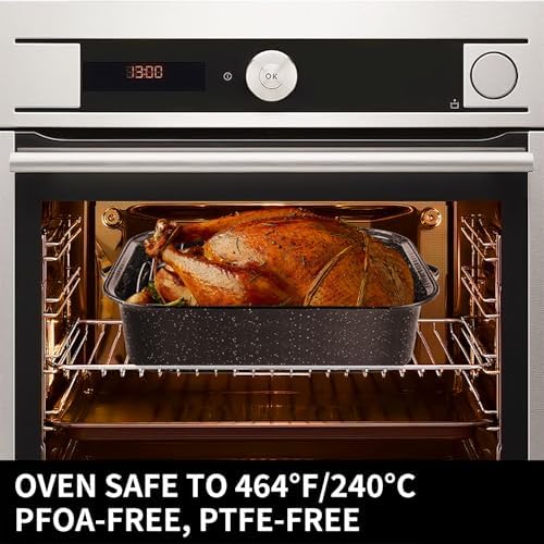 Roasting Pan With Lid and Rack, 21' Rectangular, 25lb Turkey