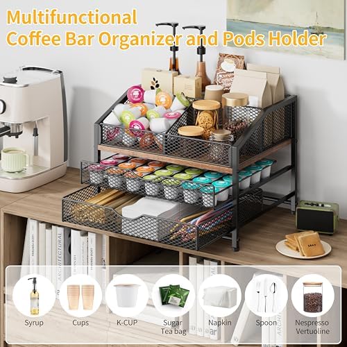 Coffee Bar Organizer for Countertop, Coffee Station Organizer with