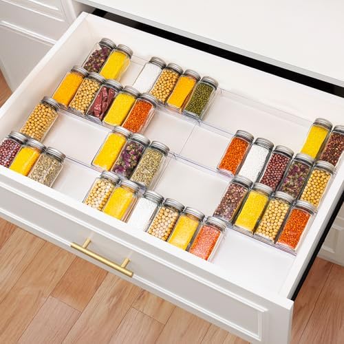 Imncya Decluttering Spice Drawer Organizer, 8-Pack Clear Seasoning