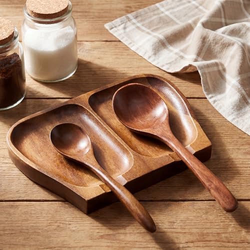 Domensi Large Acacia Wood Spoon Rest for Stove Top Utensils