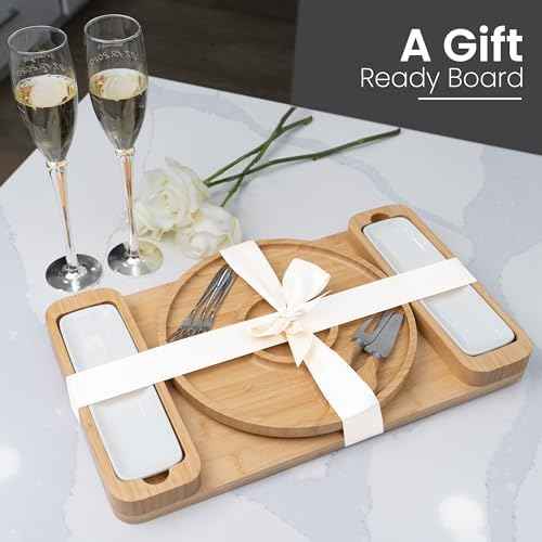 Charcuterie Boards Set, Bamboo Cheese Tray with Serving Accessories