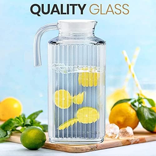Fridge Pitcher – 60 OZ. Glass Water Fridge Pitcher with Lid By Home