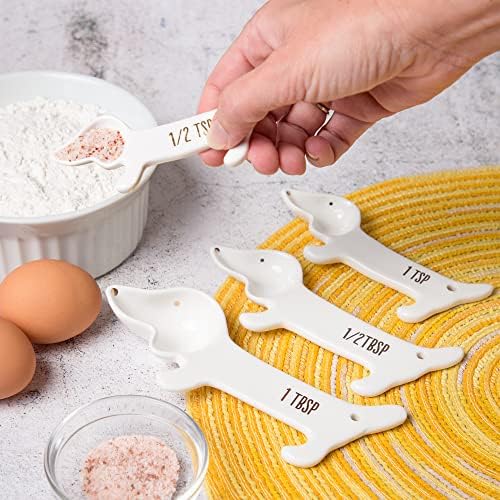 VOTUM Dachshund Measuring Spoons, Ceramic, Set of 4, Dog Lover Gifts