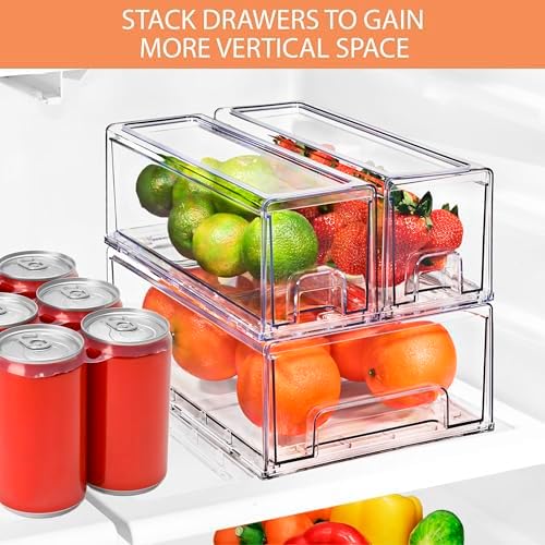 Sorbus Fridge Drawers - Clear Stackable Pull Out Refrigerator
