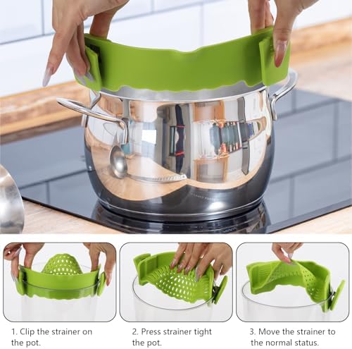 3 Pcs Silicone Clip-on Food Strainer Pasta Strainer for All Pots and