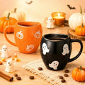 Newtay 2 Pack Ghost & Pumpkin Coffee Mugs, 13 oz Ceramic Cups for