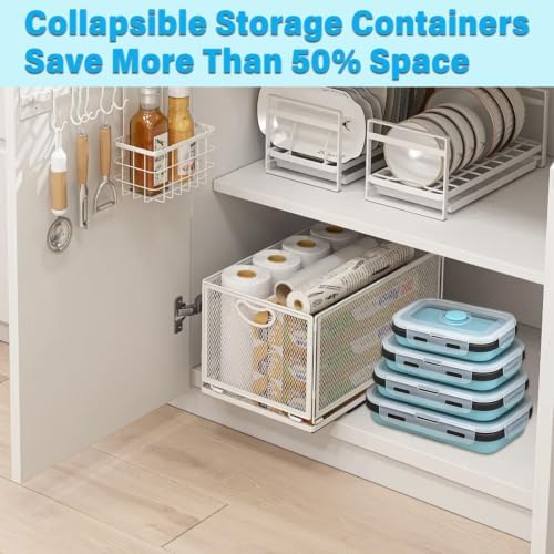 Decorwell 4 Collapsible Food Storage Containers, 12/17/27/40 oz