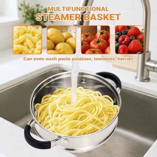 Kirecoo 3.2QT Stainless Steel Steamer for Cooking with Lid & Steamer Basket