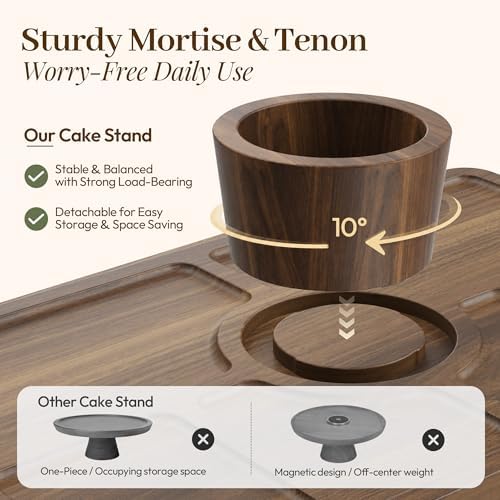 Acacia Wood Cake Stand with Shatterproof Lid, 16" 2-in-1 Rectangle
