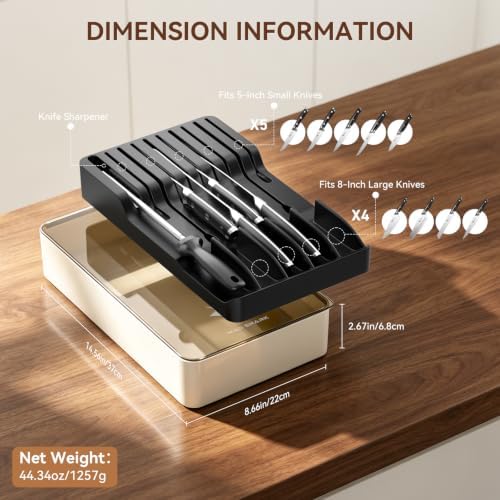 MAD SHARK 2-in-1 Knife Holder Drawer with Clear Lid