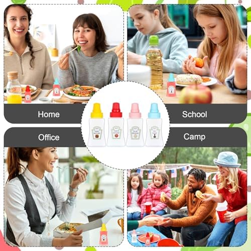 YUXIANLB 4Pcs Mini Ketchup Bottles, 25ml Small Condiment Squeeze