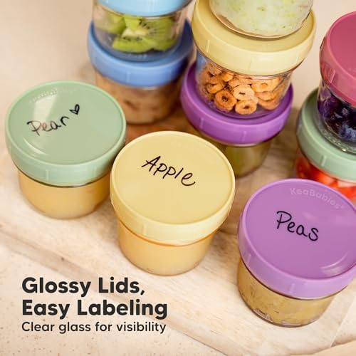 KeaBabies 12pk 4oz Glass Baby Food Containers with Lids