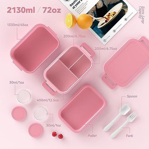 Jelife Bento Lunch Box for Adults, 3 Layers Leak-Proof Stackable Bento