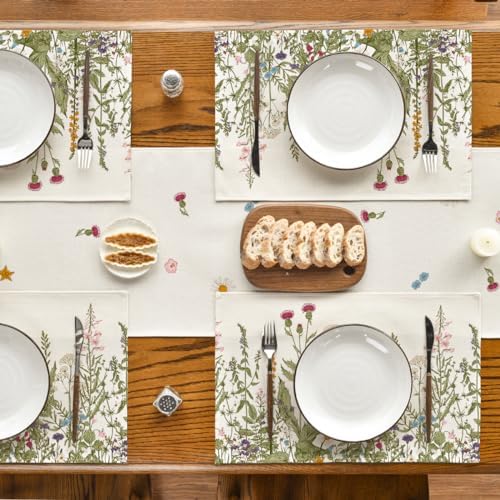 Artoid Mode Antique Herbs and Wild Flowers Spring Placemats Set of 2