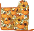 Fall Pumpkin Sunflower Oven Mitt and Pan Mat Set of 2