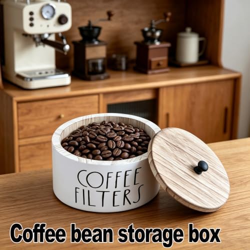 Wooden Coffee Filter Holder with Lid, Multipurpose Coffee Filter